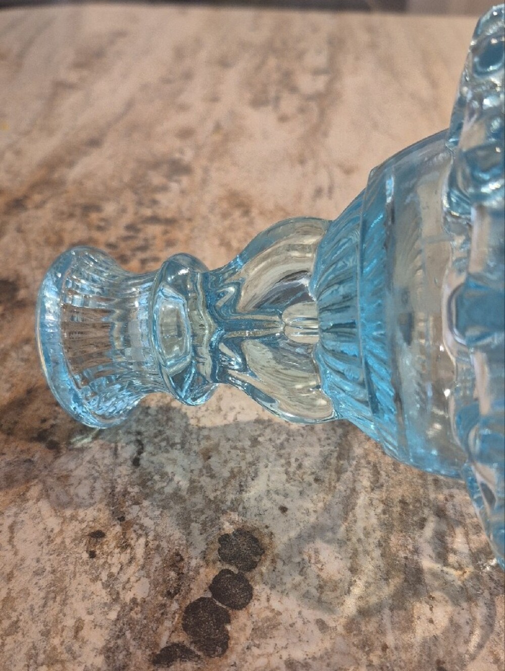 Light Blue Glass Candle Holder - Picture 4 of 5